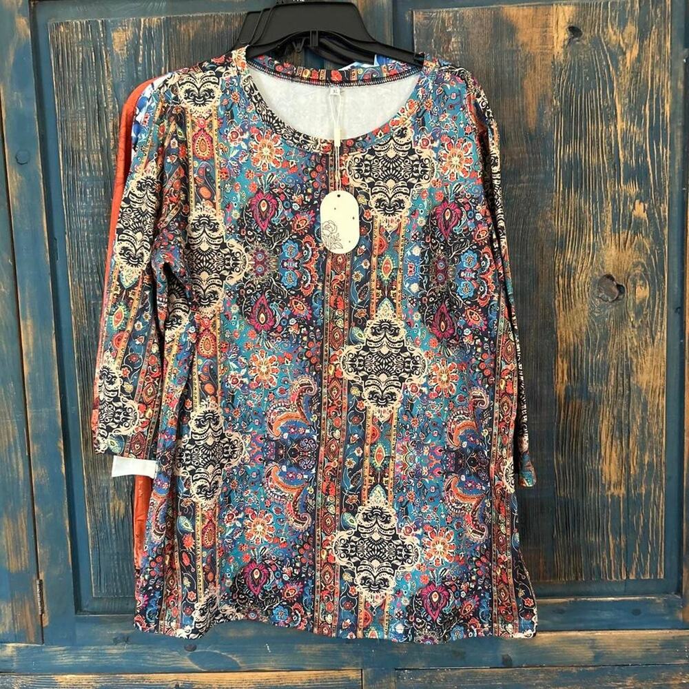 Multi colored paisley and floral print